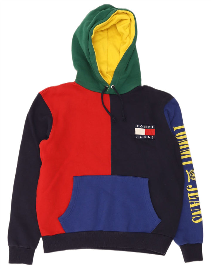 Suéter com capuz gráfico masculino Tommy Hilfiger médio bloco colorido multicolorido