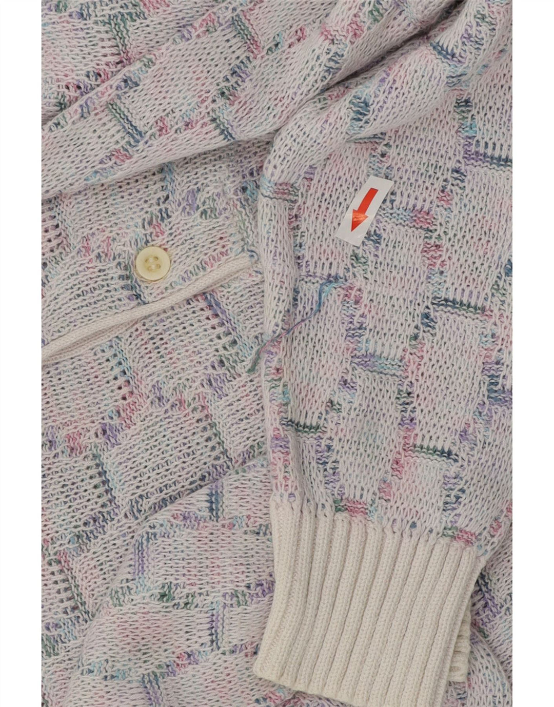 Suéter masculino VINTAGE com gola polo e azul médio geométrico