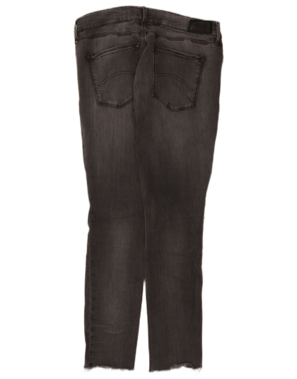 Tommy Hilfiger Calça jeans feminina cintura média desgastada W31 L27 algodão cinza