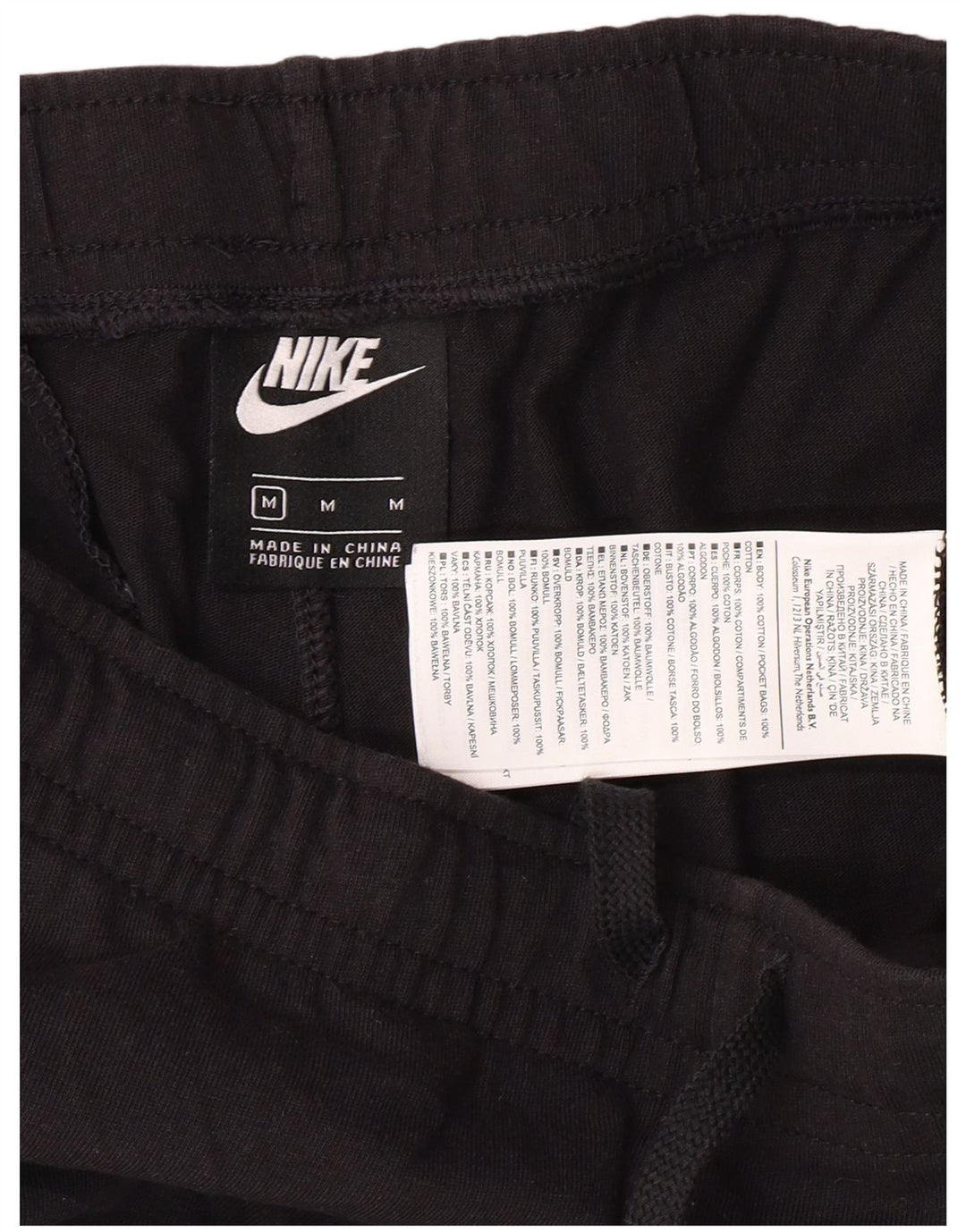 Shorts esportivos masculinos NIKE de algodão preto médio