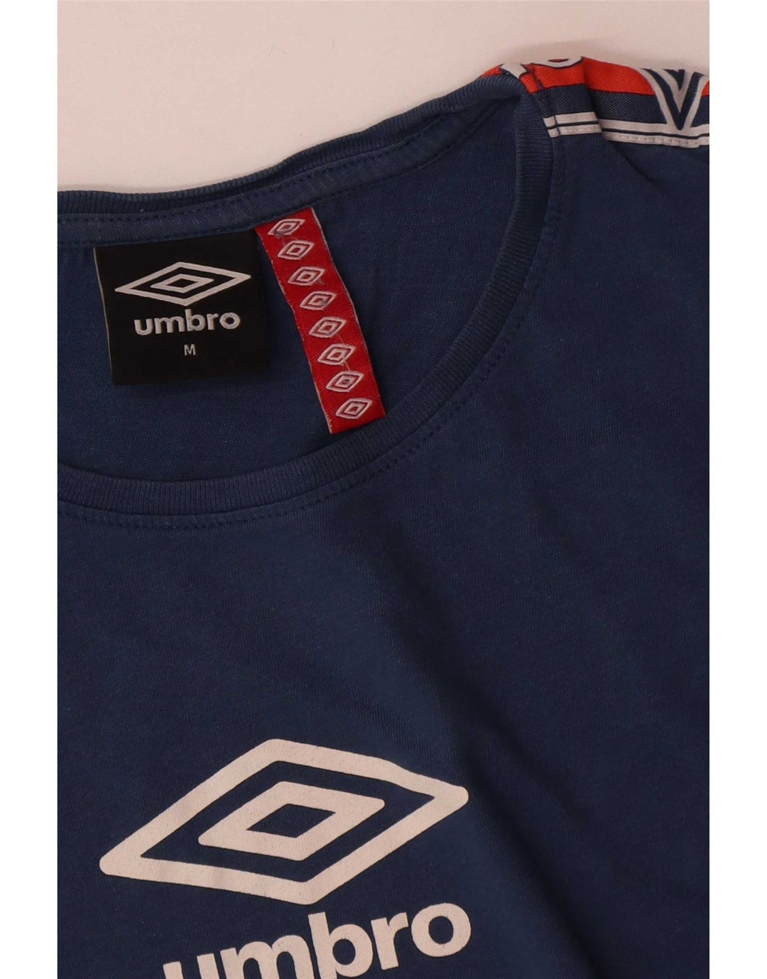 Camiseta masculina gráfica Umbro Top médio azul colorblock algodão