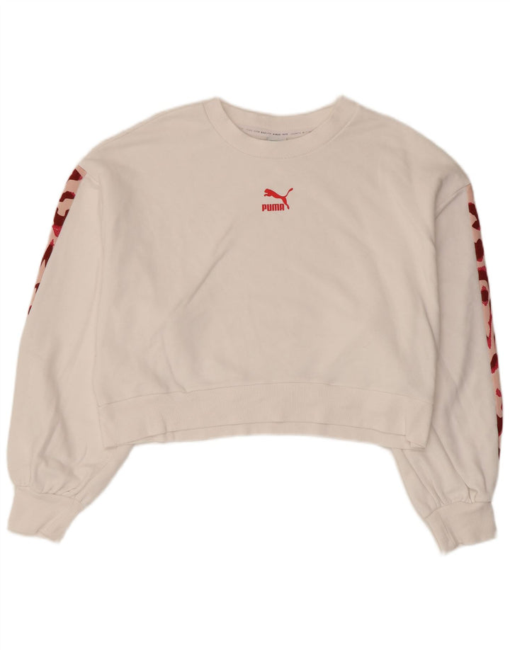 Moletom feminino PUMA Jumper Reino Unido 16 grande algodão camuflado branco