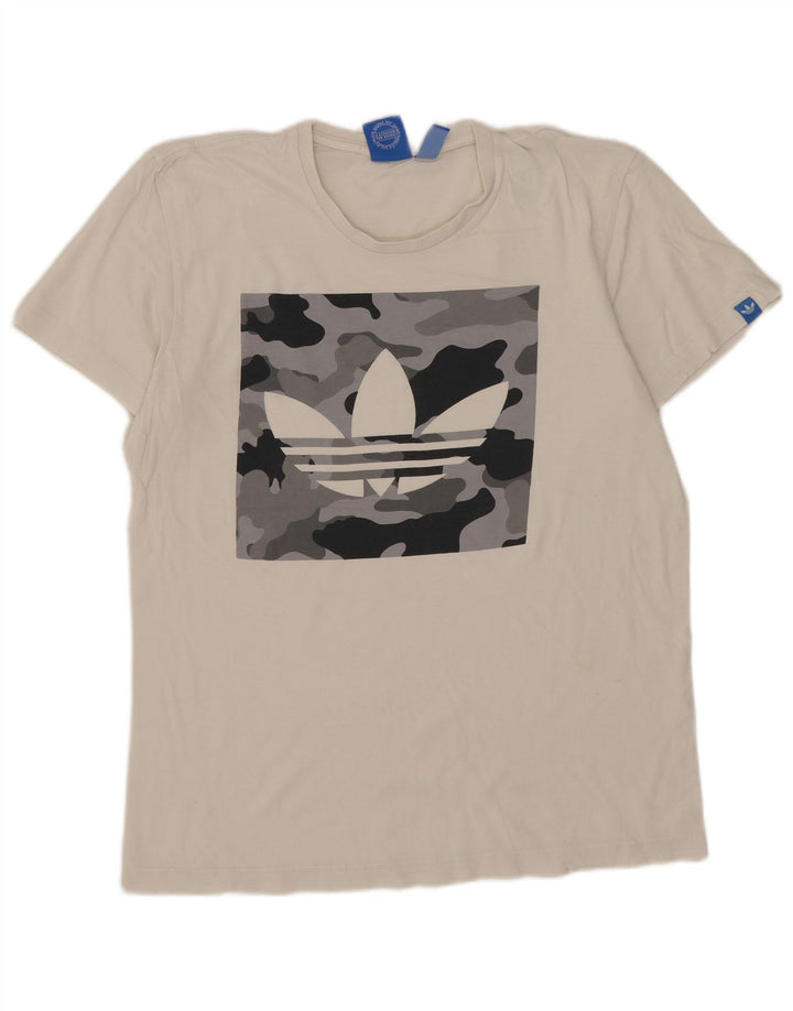 Adidas Mens Graphic T-Shirt Top Pequeno Algodão Branco