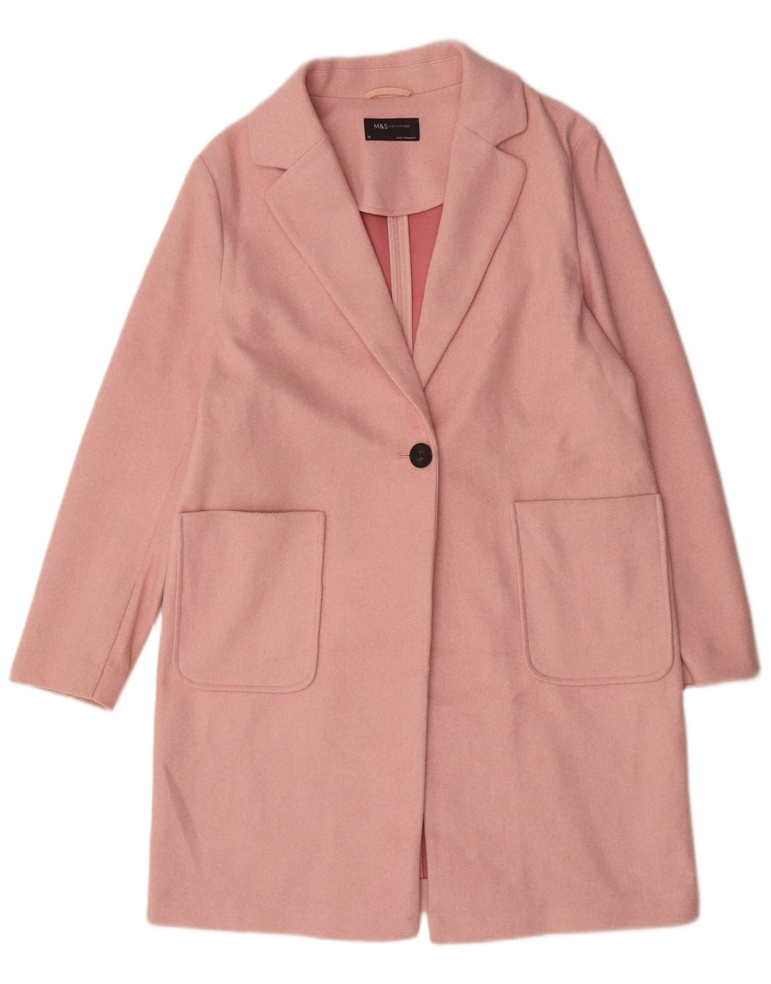 Sobretudo feminino Marks & Spencer UK 12 poliéster rosa médio
