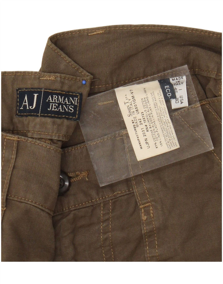 Armani Mens Cargo Shorts IT 46 Pequeno W30 Algodão Marrom