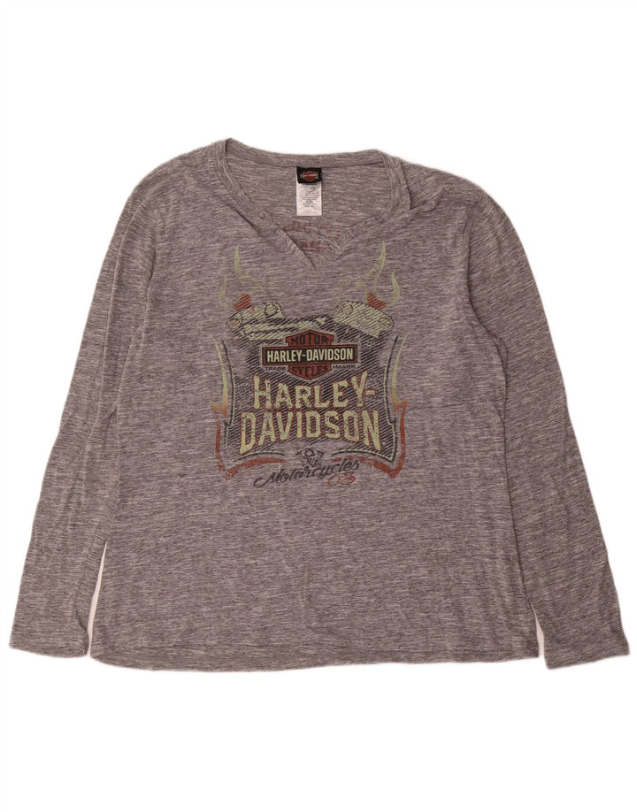 Harley Davidson Camiseta masculina gráfica de manga comprida 2XL algodão manchado cinza