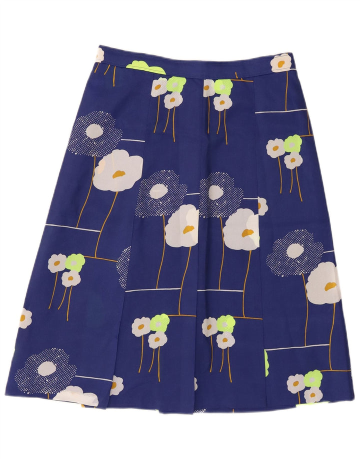 Saia feminina vintage linha A W28 floral azul médio