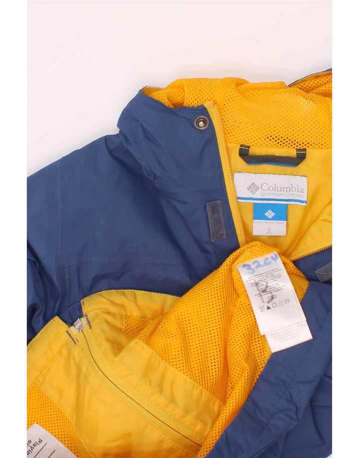 Jaqueta de chuva com capuz Columbia Boys 7-8 anos pequeno azul colorblock nylon