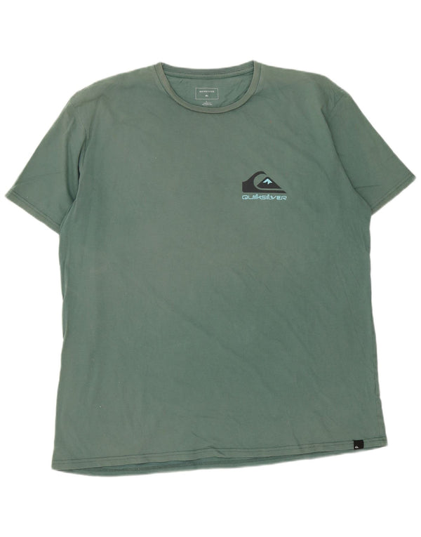 Camiseta masculina Quiksilver Regular Fit com estampa gráfica grande de algodão verde