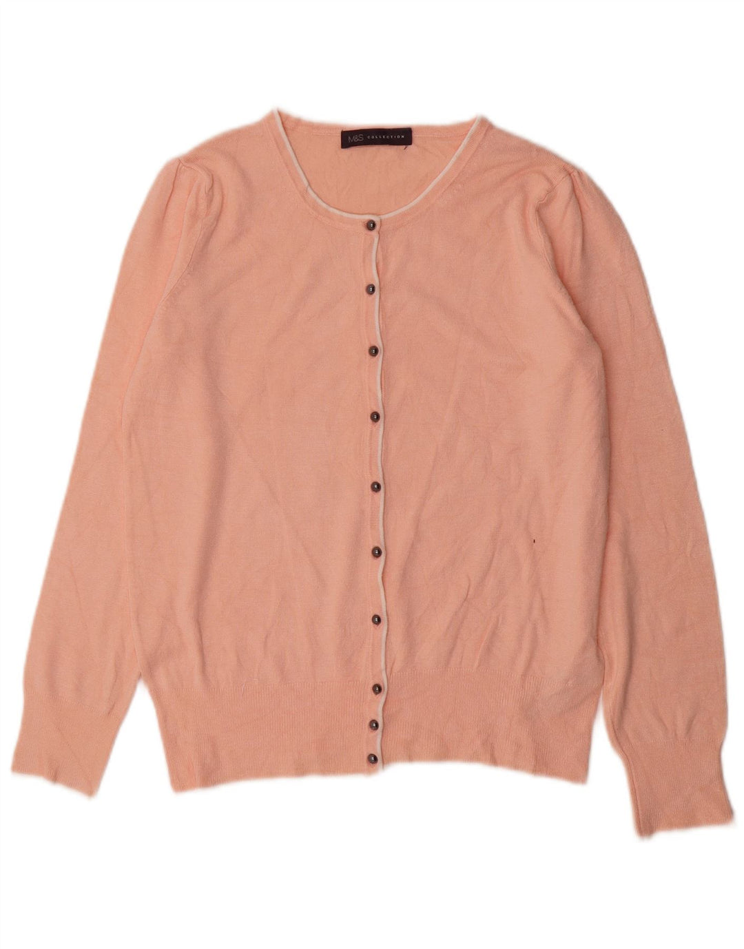 Suéter cardigã feminino Marks & Spencer Reino Unido 12 viscose rosa médio