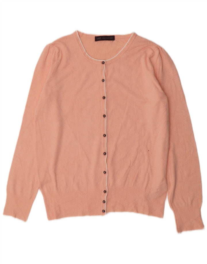 Suéter cardigã feminino Marks & Spencer Reino Unido 12 viscose rosa médio