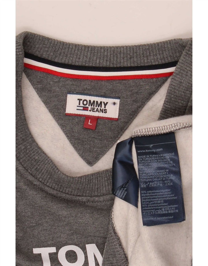Tommy Hilfiger moletom gráfico masculino jumper grande algodão cinza