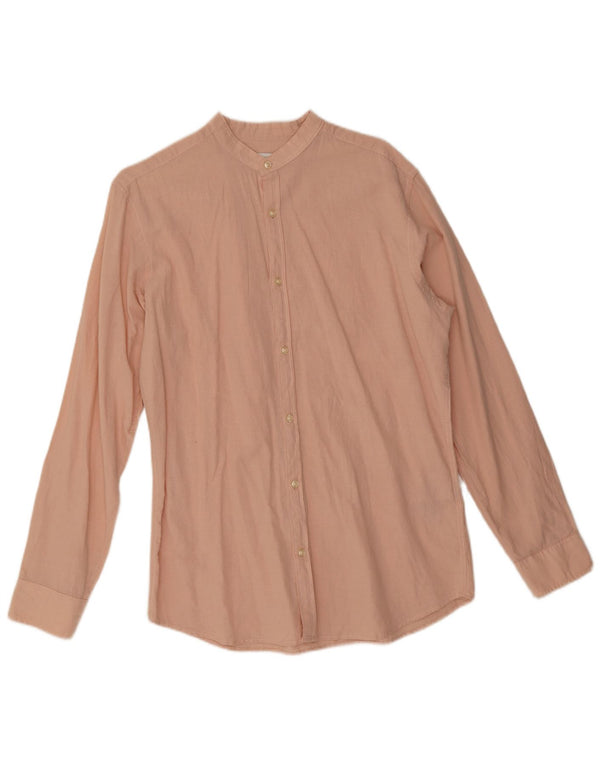 Camisa masculina vintage de algodão rosa médio