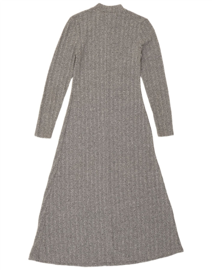 Vestido feminino Zara Maxi Longline Jumper Reino Unido 12 Poliéster manchado cinza médio
