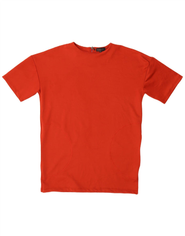 Vestido camiseta feminino Topshop Reino Unido 12 poliéster vermelho médio