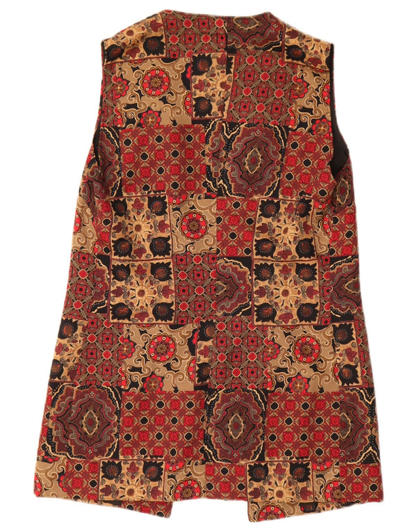 Colete Longline Feminino Vintage UK 12 Floral Vermelho Médio