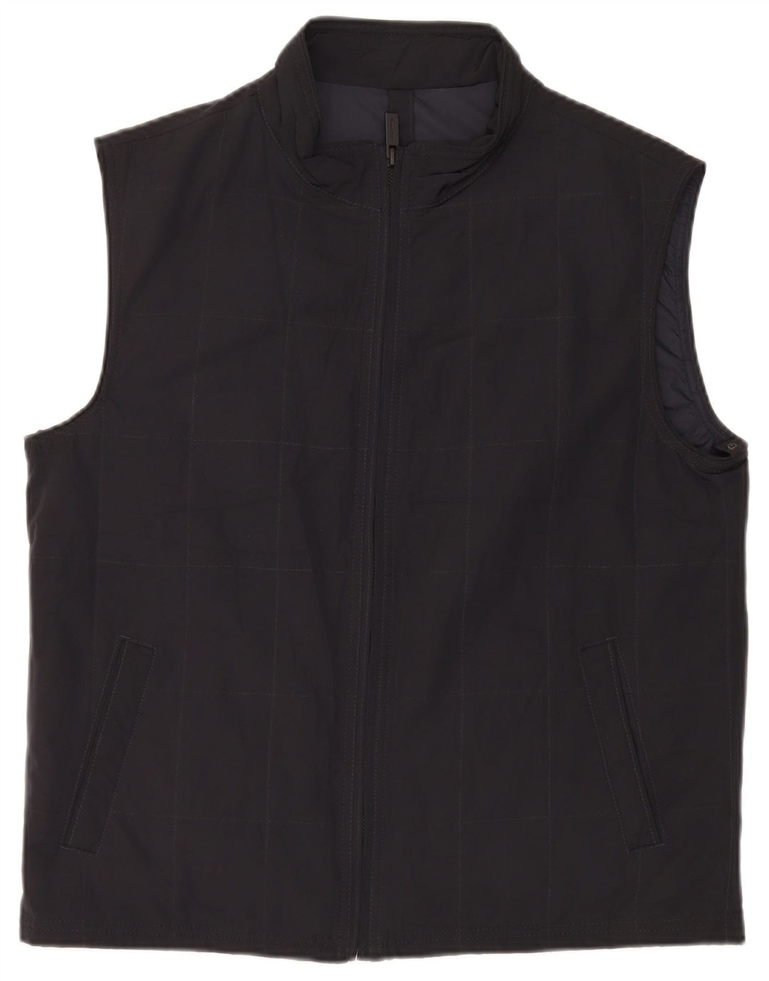 Colete masculino Massimo Dutti UK 42 XL poliéster xadrez preto