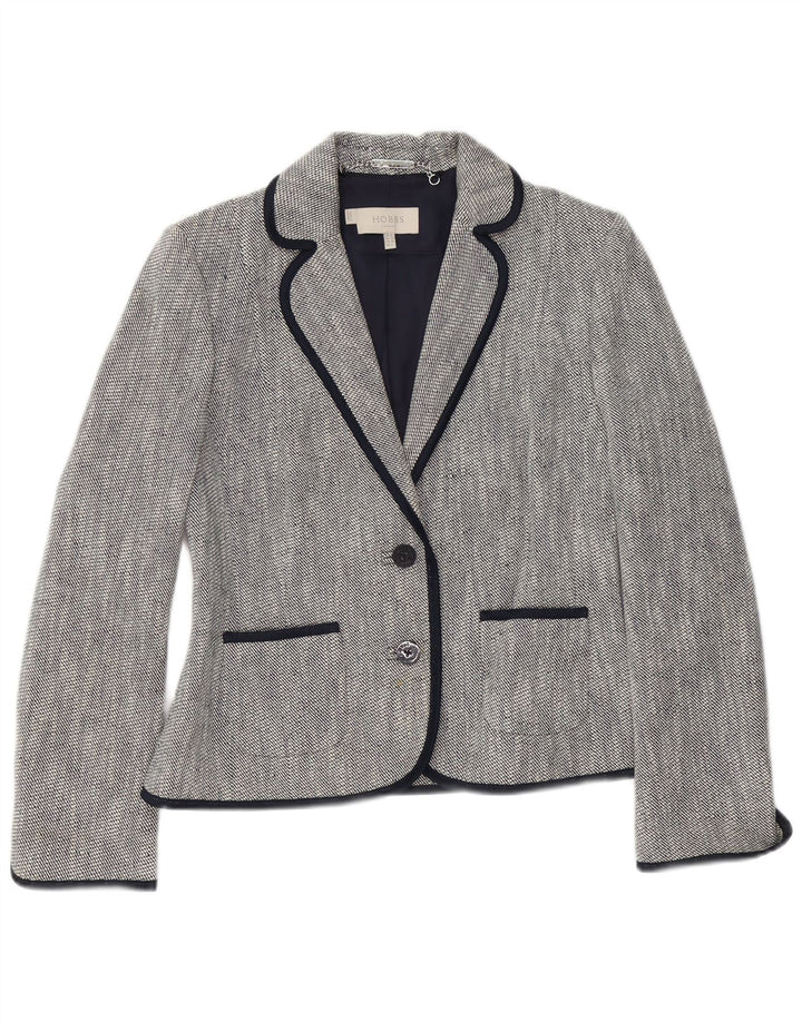 Jaqueta blazer feminina Hobbs com 2 botões Reino Unido 10 pequeno algodão azul marinho