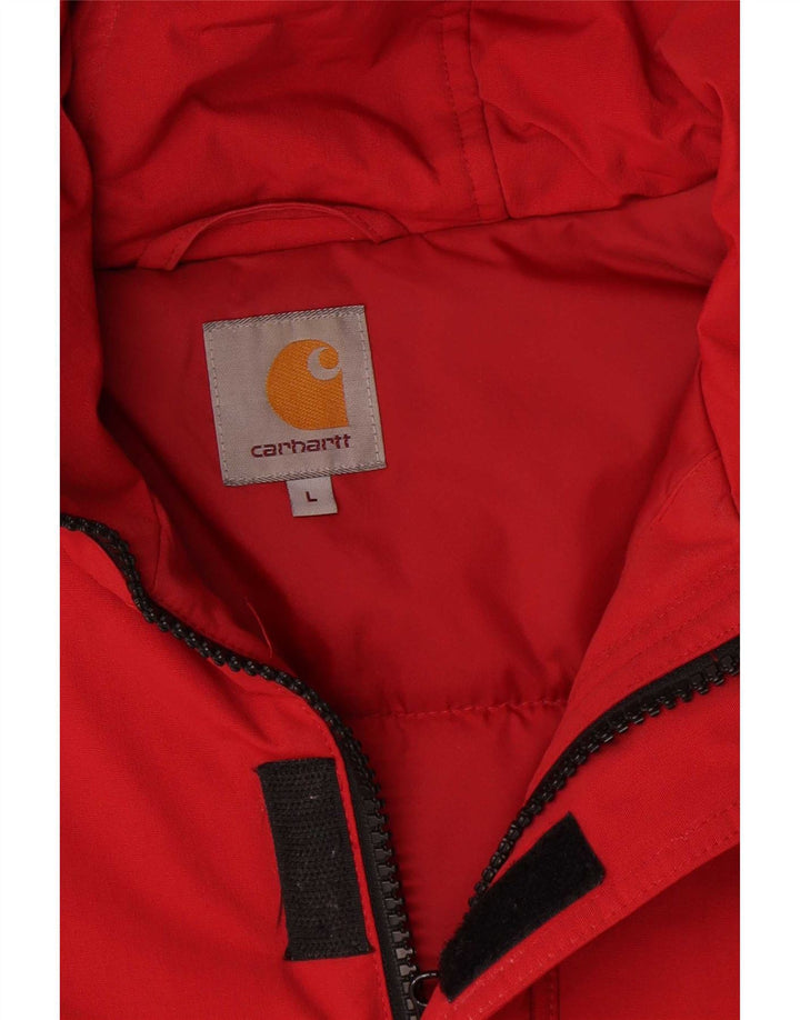 Jaqueta masculina acolchoada com capuz Carhartt UK 40 grande nylon vermelho