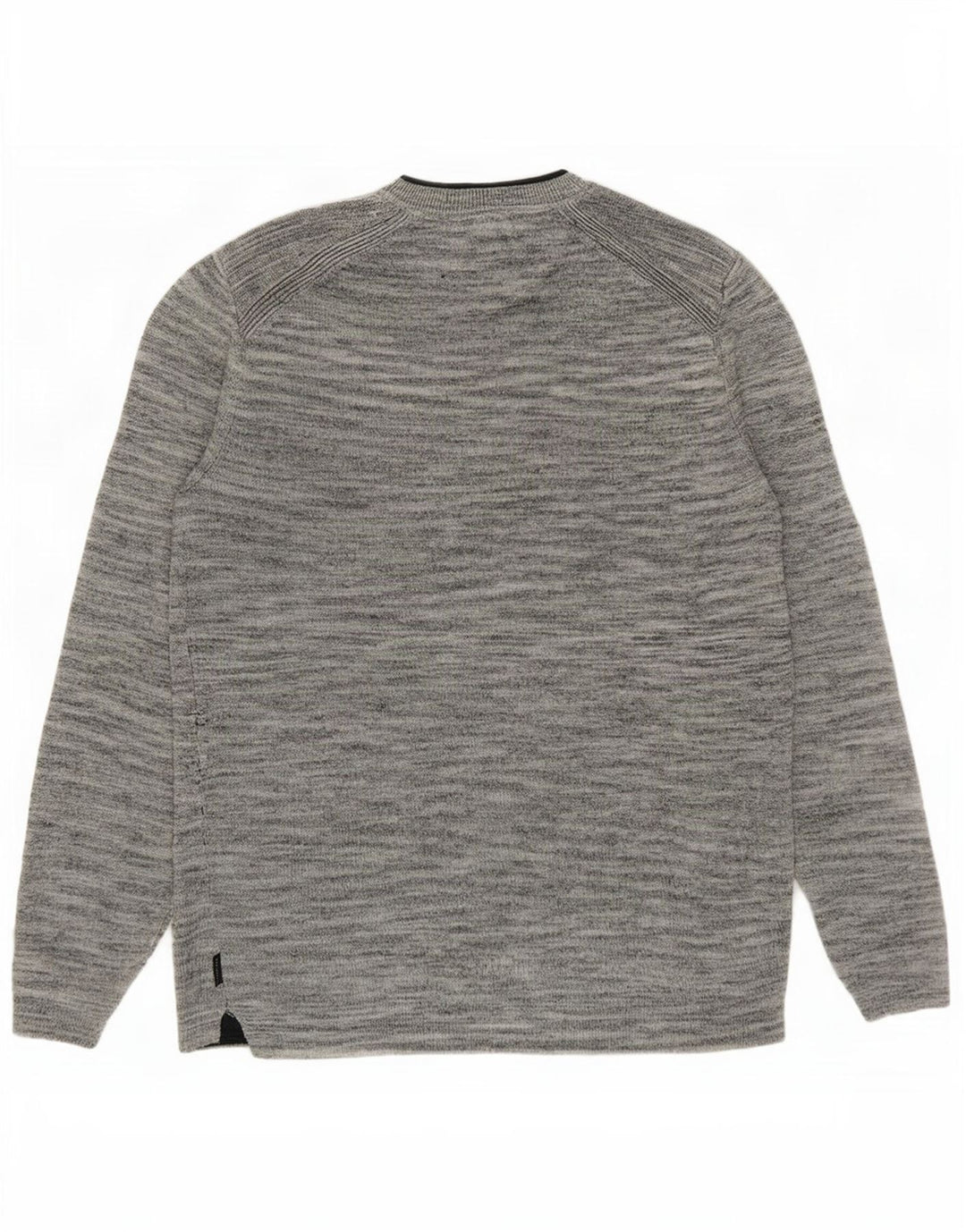 Suéter masculino Ted Baker com gola redonda, tamanho 3, linho manchado cinza médio