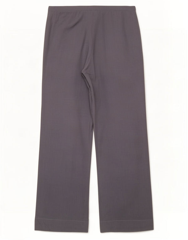 Zara Calça feminina casual de perna larga médio W28 L33 linho azul