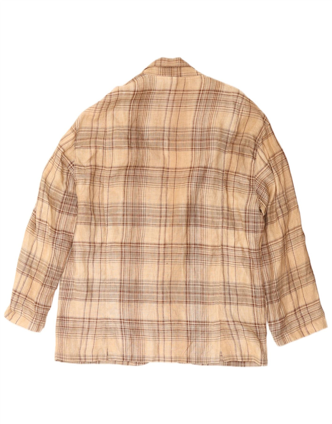 Jaqueta blazer masculina vintage com 3 botões IT 52 XL bege xadrez