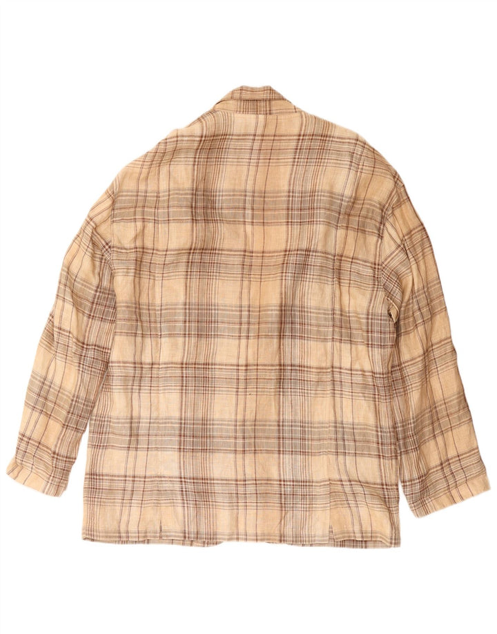 Jaqueta blazer masculina vintage com 3 botões IT 52 XL bege xadrez