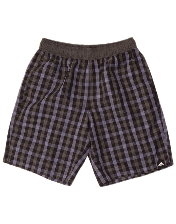 Adidas Mens Swimming Shorts Small  Grey Check Polyester