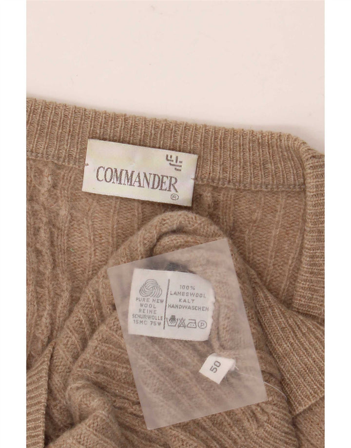Suéter cardigã masculino Commander IT 50 lã de cordeiro bege médio