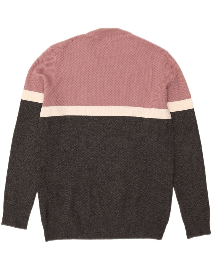 Suéter masculino Ted Baker com gola redonda, tamanho 3, bloco colorido preto médio