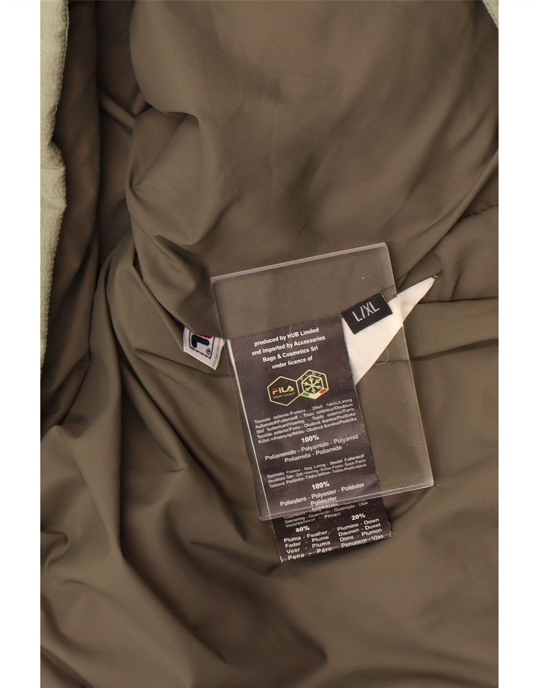 Jaqueta acolchoada com capuz masculina Fila UK 40 verde grande