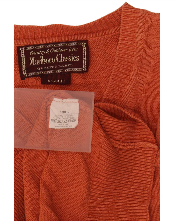 Suéter masculino Marlboro Classics com decote em V XL laranja algodão