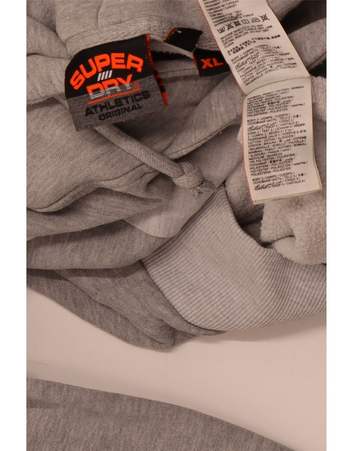 SUPERDRY moletom com capuz gráfico masculino XL cinza colorblock algodão