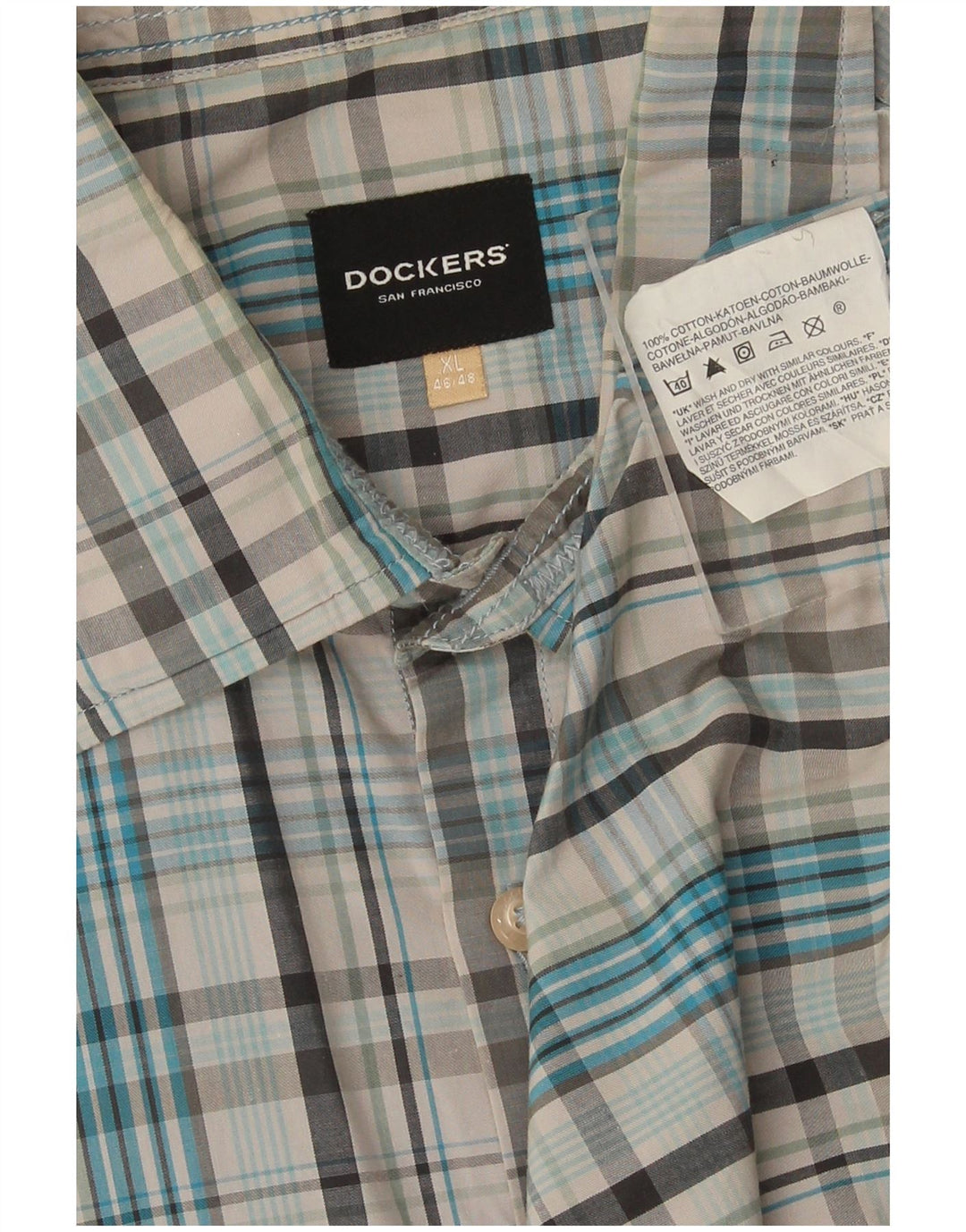 Camisa masculina Dockers tamanho 46/48 XL algodão xadrez azul