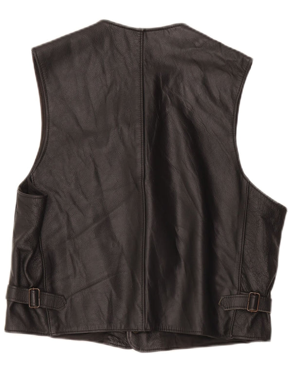 Colete de couro masculino grande preto
