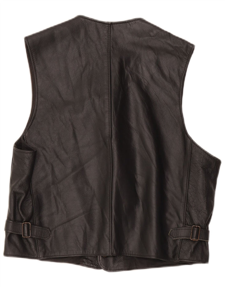 Colete de couro masculino grande preto