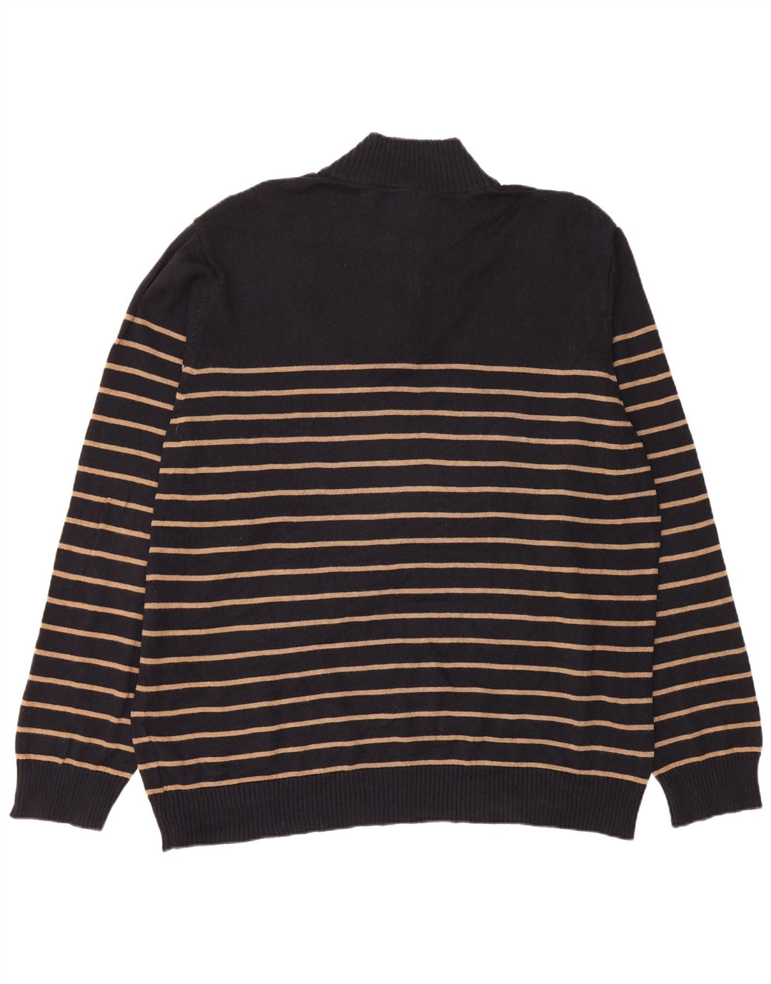 Suéter masculino BLUE HARBOR com zíper e gola 2XL de algodão listrado preto