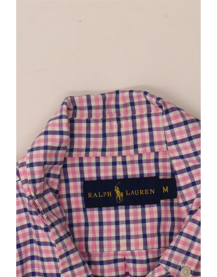 Camisa xadrez masculina Ralph Lauren média rosa guingão