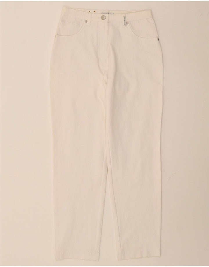 MICHELE BOYARD Womens Straight Casual Trousers W28 L28 White Cotton Vintage Michele Boyard and Second-Hand Michele Boyard from Messina Hembry 