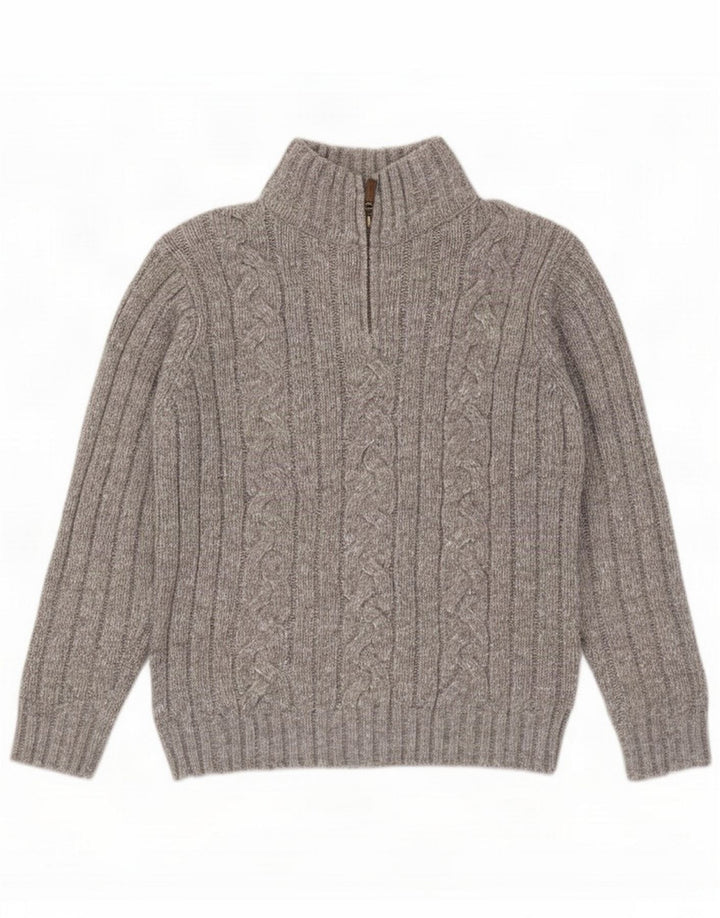 Suéter masculino Marks & Spencer North Coast com zíper e gola cinza médio