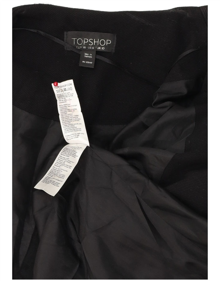 Topshop jaqueta feminina aberta oversized blazer Reino Unido 10 pequena viscose preta
