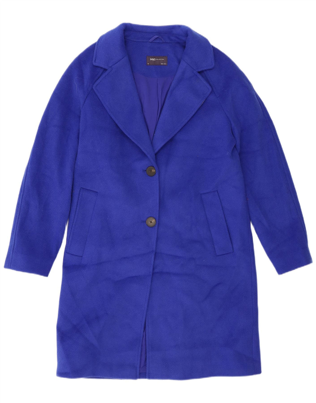 Sobretudo feminino Marks & Spencer grande tamanho UK 10 poliéster azul pequeno