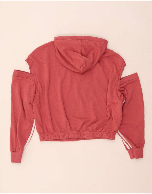 Adidas feminino oversized colheita fora do ombro moletom com capuz Reino Unido 4/6 XS rosa
