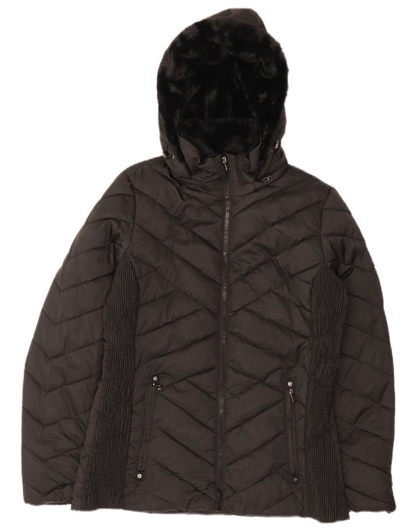 Jaqueta feminina acolchoada com capuz Nautica UK 14 poliéster preto médio