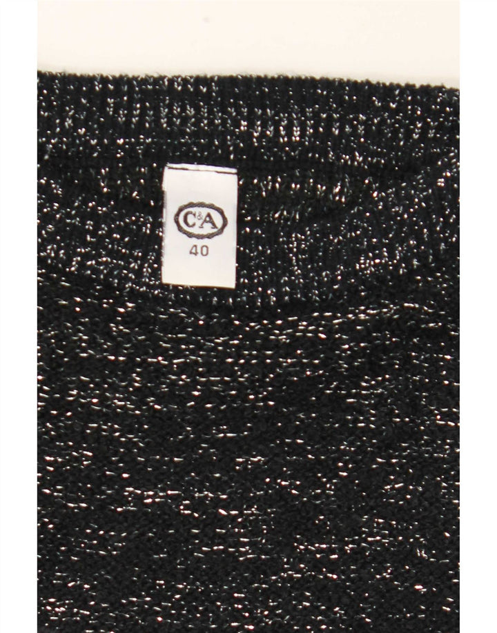 Suéter feminino C&A com gola canoa EU 40 acrílico manchado preto médio