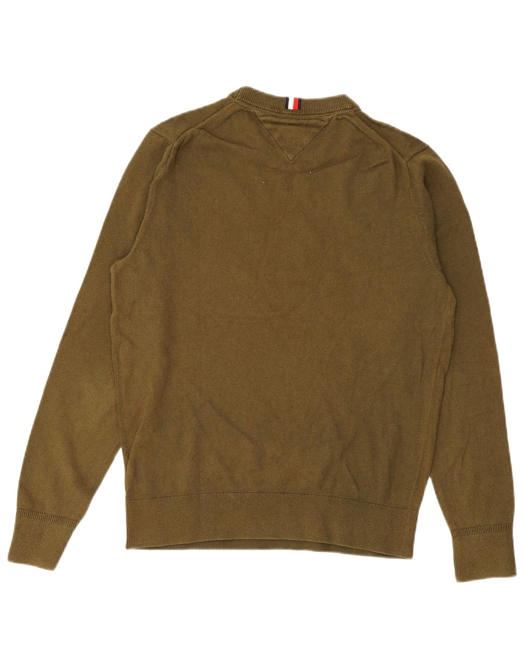 Suéter masculino Tommy Hilfiger com gola redonda e algodão cáqui médio