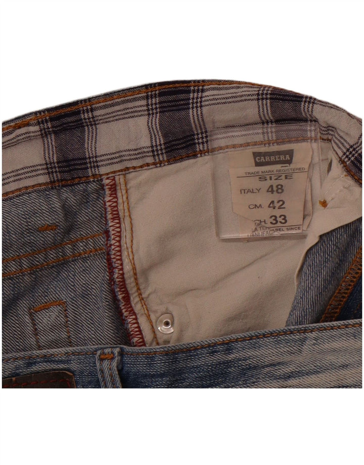Shorts jeans masculinos desgastados CARRERA IT 48 médio W33 algodão azul