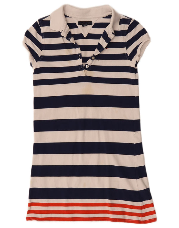 Vestido polo feminino Tommy Hilfiger 8-9 anos médio listrado branco algodão
