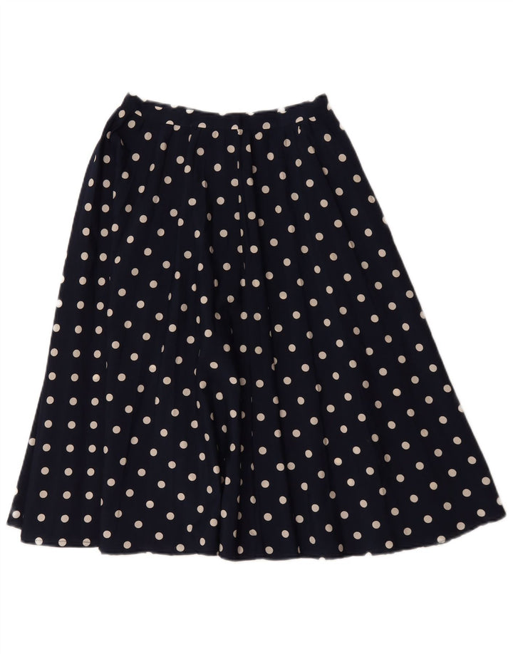 Saia vintage feminina linha A W26 pequena bolinha azul marinho