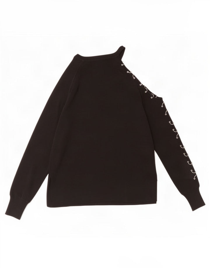 Zara Top feminino de um ombro Reino Unido 12 viscose preta média